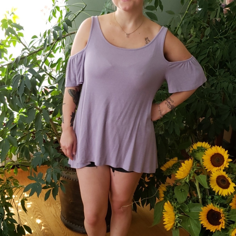 Beautiful soft opened shoulder top